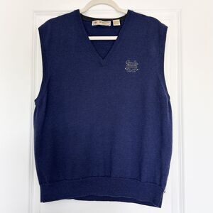 Joey Rodolfo 1879 Merino Wool Sweater Vest XL Blue V Neck USA Golf Club